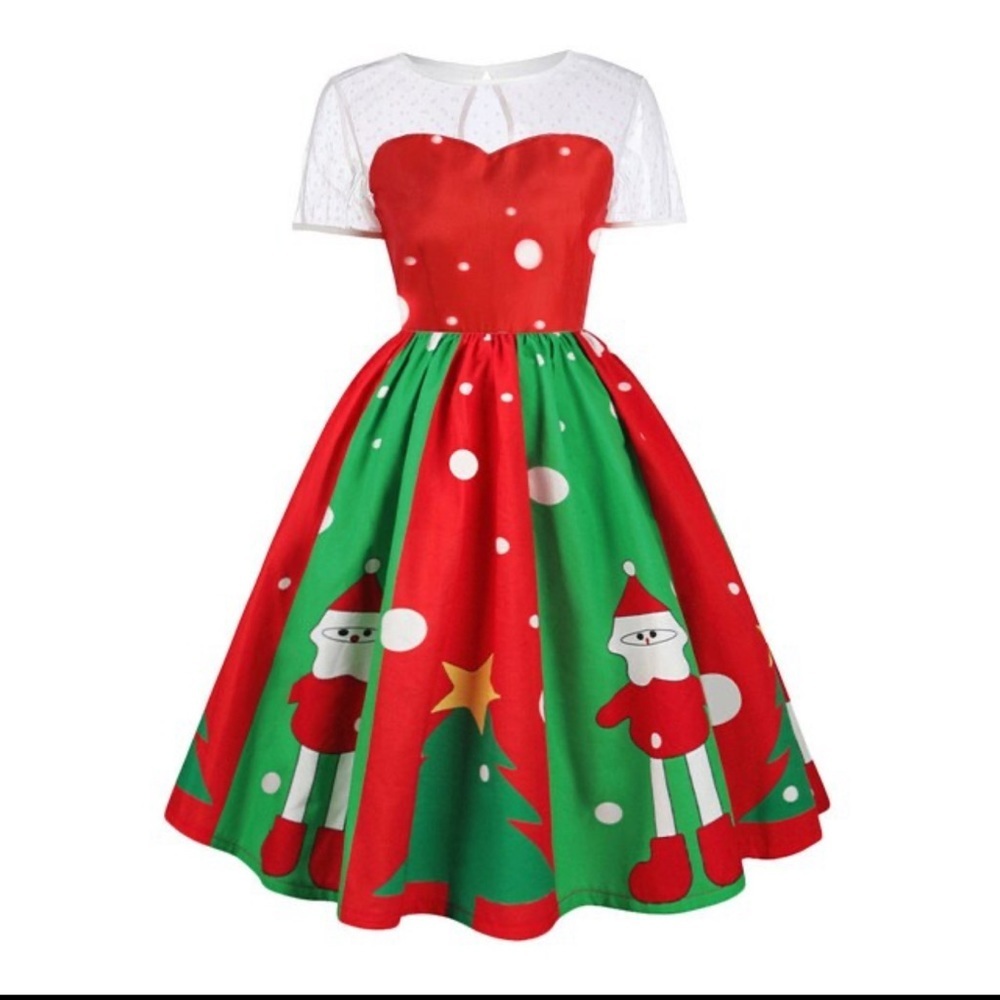 Festive Red and Green Midi Dress